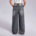 Pre-sale-65759# cross-border women's fashion european and american foreign trade ins retro cross embroidery straight-leg denim