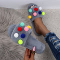 Plus size women's polka dot fuzzy slippers - autumn/winter 2024 warm home slippers - dropshipping available