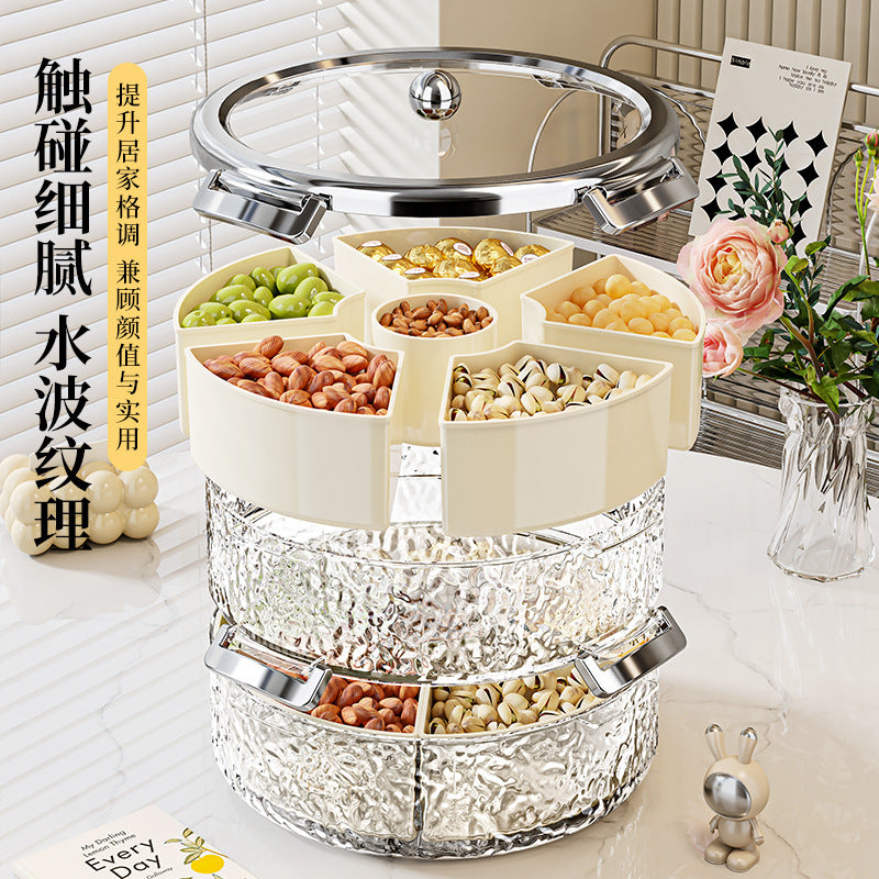 Light luxury grid dried fruit plate, nut plate storage box, snacks, living room coffee table placement, advanced wedding multi-layer large capacity