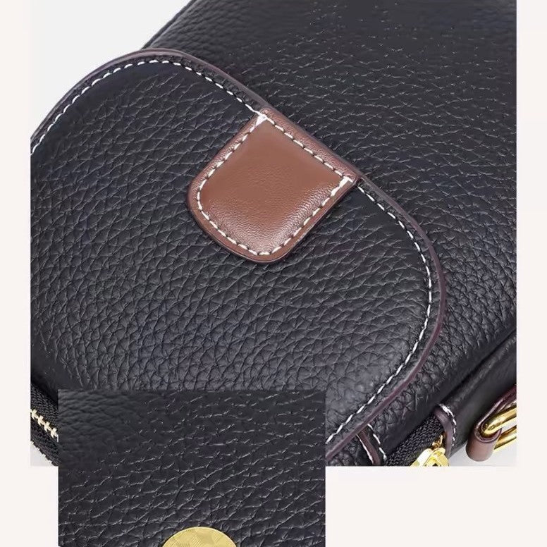 Top-grain leather 2024 new trendy fashion shoulder bag, stylish women's phone bag, soft leather versatile genuine leather handbag