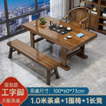 Solid wood large board tea table and chair combination, one table and five chairs, new chinoiserie office coffee table, for home living room casual tea making table