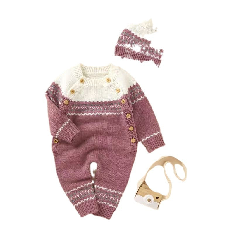 Baby knitting onesie fall and winternewborn baby boy sweatercuteheattech crawling suit 020
