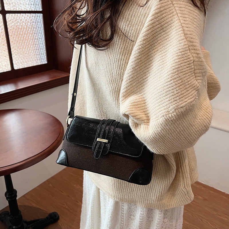 New high-texture French retro shoulder bag temperament versatile commuter bag niche design color matching fashion underarm bag
