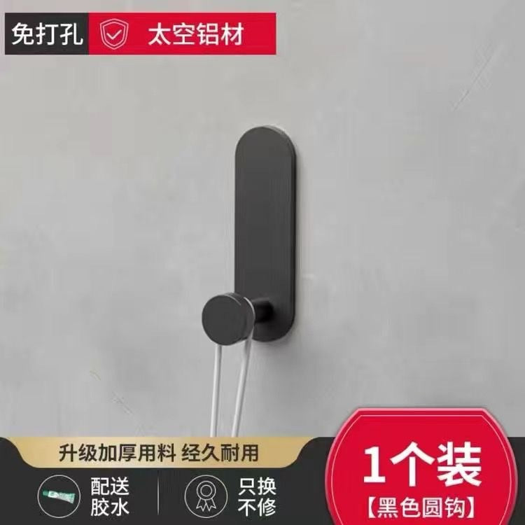 Wholesale space aluminum gun gray row hook coat hook bathroom door back wall wardrobe towel hook coat hook no punching