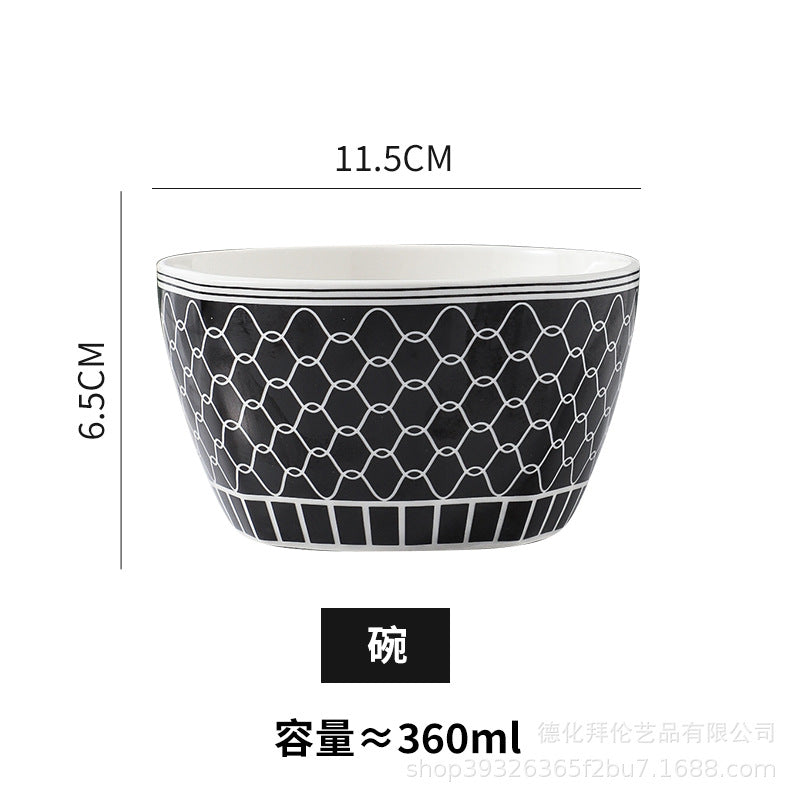 European style minimalist rice bowl, unique household bowl, ceramic creative trendy bowl, moroccan style 4.5inch dessert bowl