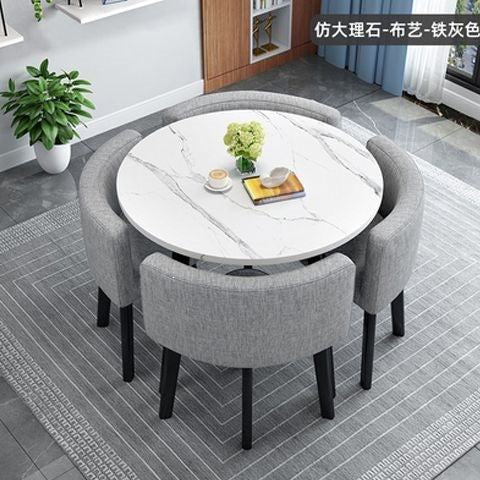 Collapsible dining table for home, small apartment, apartment, restaurant, shopfront negotiation table and chair set, reception round table