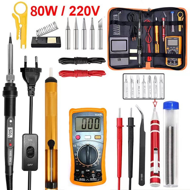 80W internal thermal digital display electric soldering iron adjustable temperature 908S multimeter combination set maintenance tool electric welding pen soldering iron