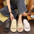 2024new arrival slippers for women summer stepping on shit pure color casualoutwear home bathroom flats one-line casual slippers for women