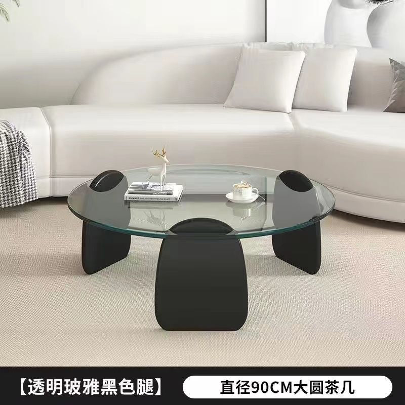 Tempered glass coffee table living room home round combination nordic popular style light luxury italian minimalist tea table small apartment
