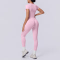 fashion seamless knittingpure color tight breathable long yoga suit sports running fitness two-piece set