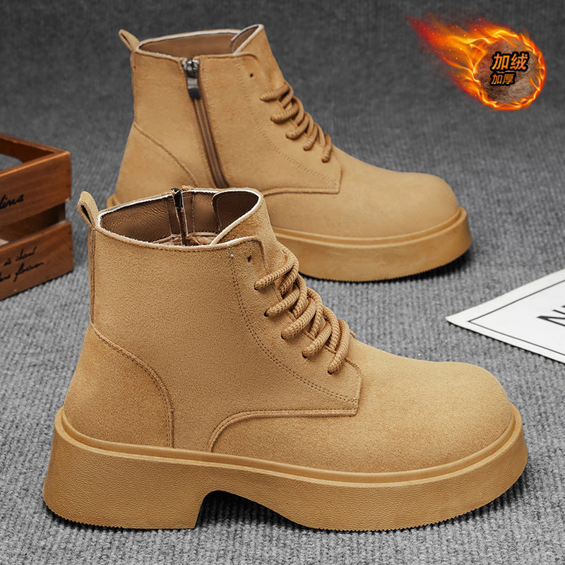 2025winternew arrival high-top men's shoes boots height-increasing menfleece-linedthickenedheattech cotton shoes easiest for match rhubarb boots