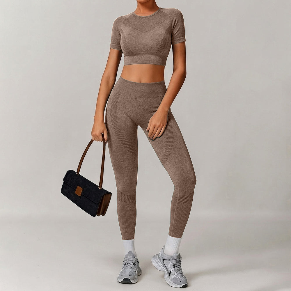 autumn/winter new women's activewear set: high-waisted, high-stretch, quick-dry workout outfit for pilates and yoga