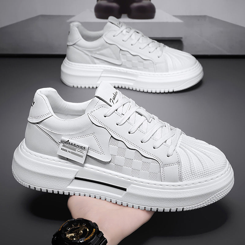 Shell toe white shoes men's hidden heel spring new arrivalstylishfashion sports casual trendy shoes easiest for matchthick sole sneakers