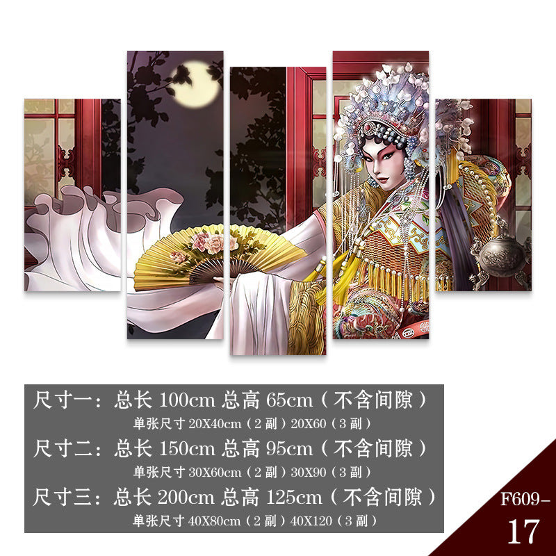 Guochaofeng wall decoration painting Hot pot restaurant hotel box background wall mural Peking Opera Huadan face painting