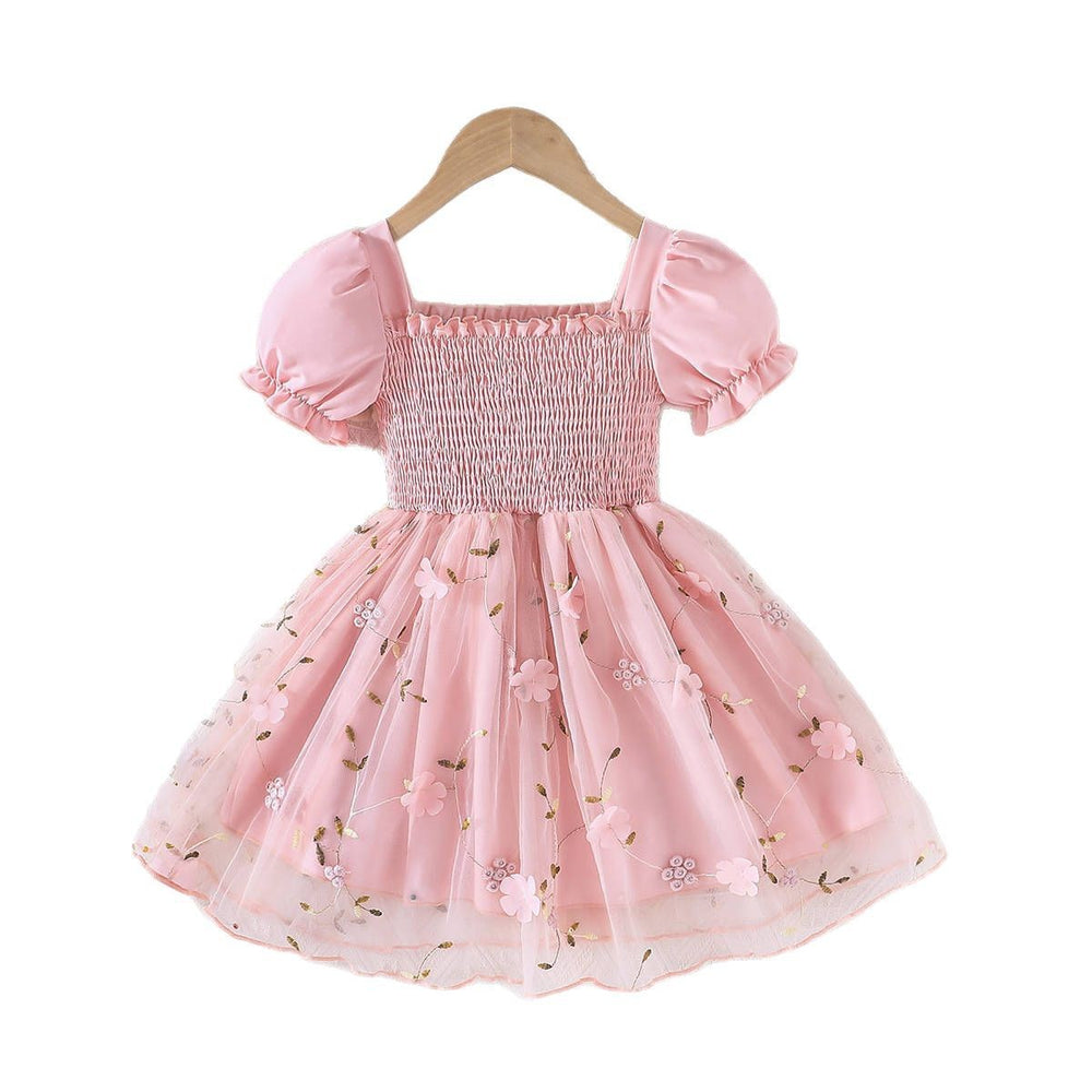 european and american summer baby & toddler fresh casual cute butterfly puff sleeve mesh dress - dropshipping available