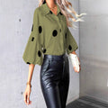 new women's french style blouse - spring chiffon polka dot five-point bubble sleeve fashionable elegant shirt