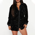 new european and american cross-border  direct sales holiday party single-breasted fashion sequin long sleeve women's outerwear