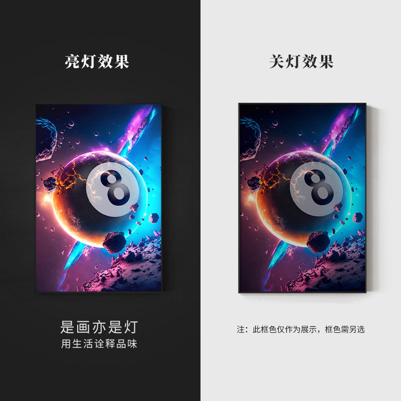 Trend billiard room luminous decorative painting imitation abyss mirror cyberpunk astronaut hanging painting billiard hall luminous lamp painting