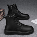 Chef men's shoes springnon-slipwaterproof kitchen high top leather boots black casual leather shoes winter sports boots trendy shoes