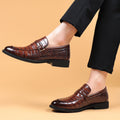 2024 new men's leather dress shoes - business casual, crocodile embossed, british style, korean design, pointed toe, plus size available