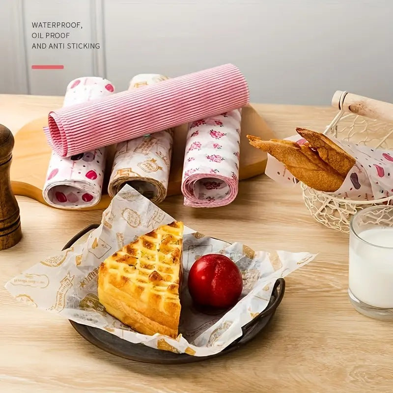 Waxed paper snack mat paper printed food packaging paper oil-proof baking wax paper sandwich wrapping paper oil-absorbing paper wholesale