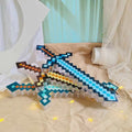 My minecraft diamond sword and pickaxe toy weapon, minecraft game mini world mosaic glowing sword, crystal sword