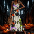 halloween pattern printing longdressv neckloose vacation suspender skirt