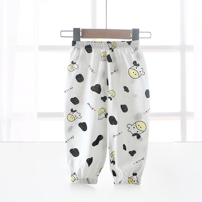 Baby pants summer boys and girls anti-mosquito pants thin baby pure cotton bloomers lightweight breathable cartoon printing pants