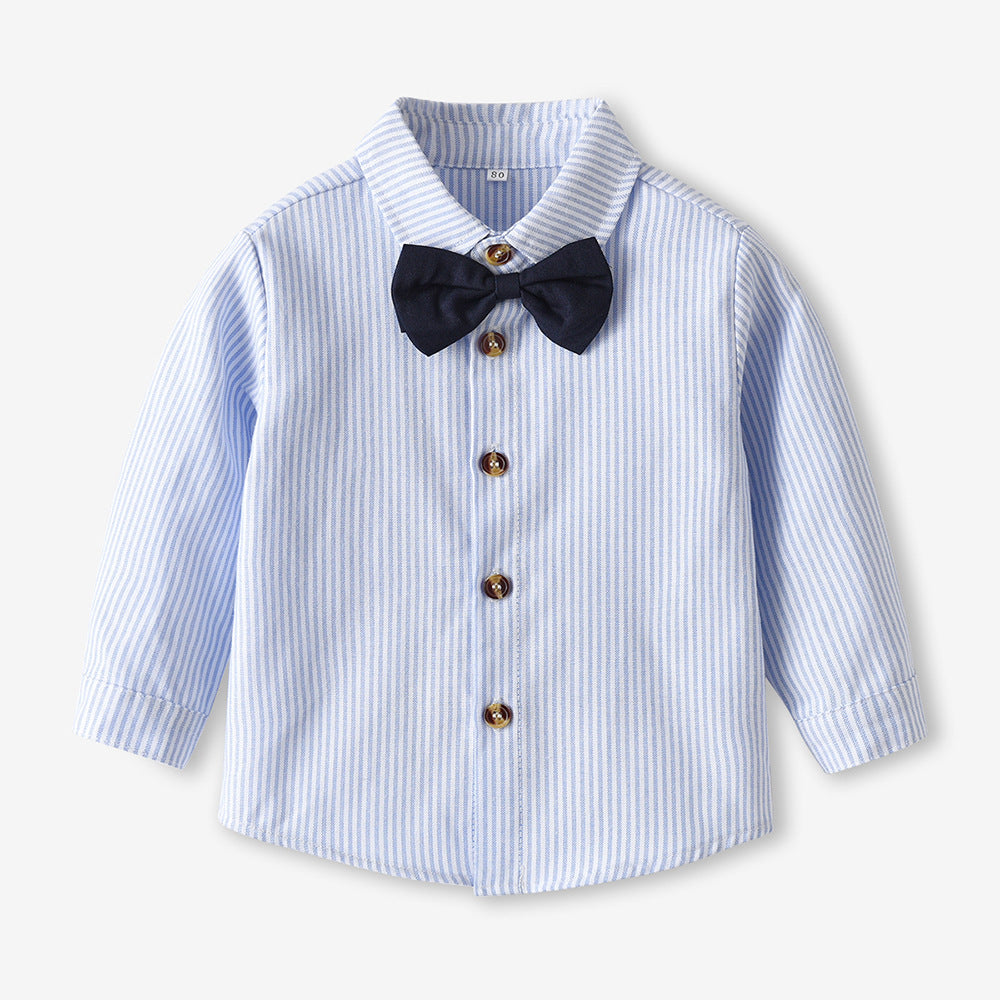 Boys' striped long-sleeve shirt - new spring/autumn collection - kids' dress shirt - toddler turn-down collar top - european & american style - export quality children's clothing - cross-border e-commerce