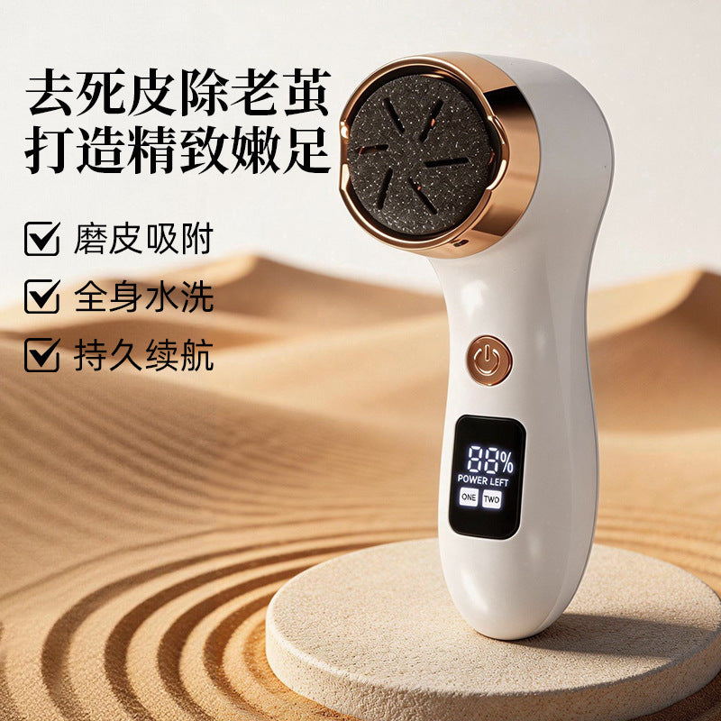 electric foot file - portable rechargeable pedicure tool with digital display, waterproof, home use callus remover