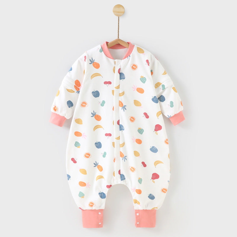 Baby pure cotton sleeping bag with split legs and anti-kicking quilt kids constant temperature baby one-piece pajamas all year round style small and medium-sized children sleeping bag