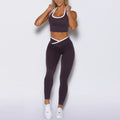 new cross-border shockproof push-up color block bra and high-waisted seamless compression professional fitness yoga leggings set