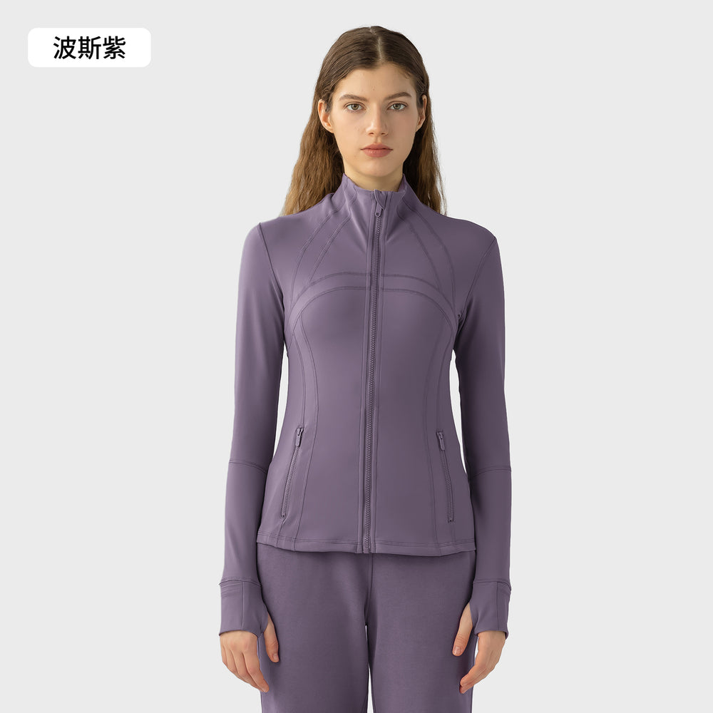 Fall and winternew arrival yoga sports outwear women's elastic zipper running fitness yoga long sleevestopsjacketz18031