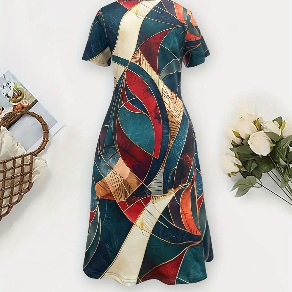 wholesale women's short-sleeved dresses, fashionable women's dresses for spring, summer, and autumn, new cross-border printed designs