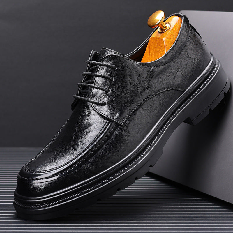 Men's formal leather dress shoes - plus size, new live stream collection, business casual british style, lace-up derby shoes, cross-border men's footwear