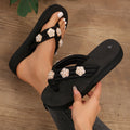 plus size flower flip-flops women's summer ins style rhinestone sandals thick solenon-slipoutwear beach shoes for women