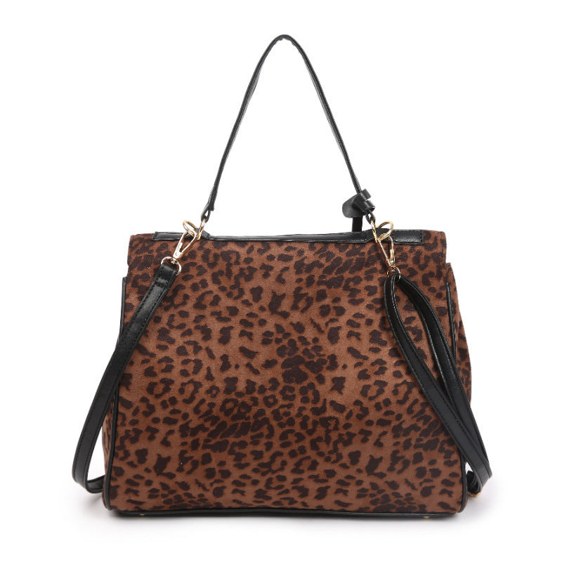 European and American fashion leopard print tote bag, high-end temperament commuter handbag, spring large-capacity casual shoulder bag