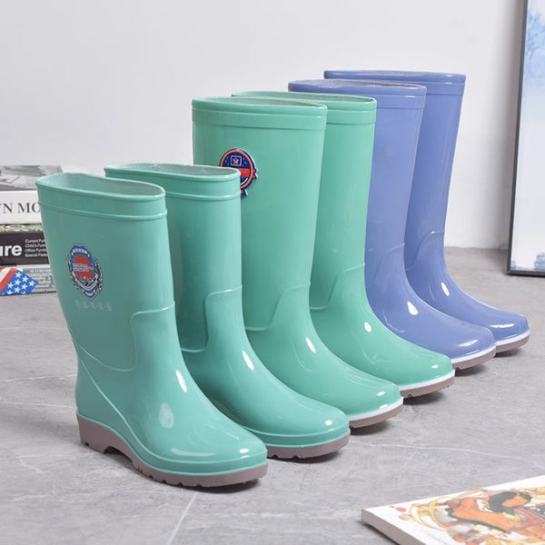 Men's rain boots short rubber shoes waterproof kitchen non-slip and wear-resistant fashion water boots high rain shoes women's medium rain boots water shoes