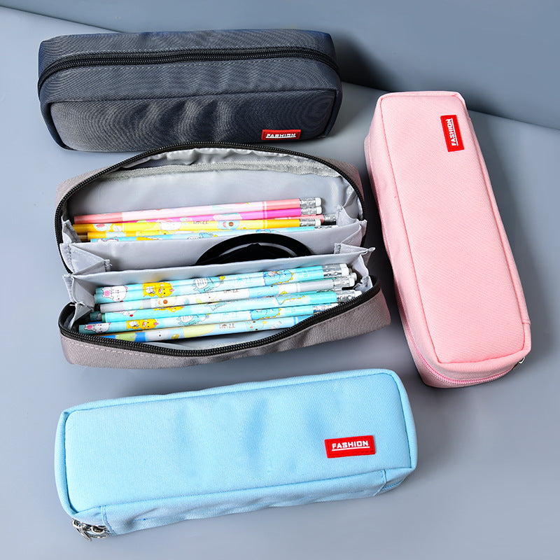 Primary school students large-capacity pencil bag dirt-resistant simple stationery box new + logo pencil bag wholesale stationery bag