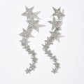 European and american fairy star long tassel earrings - unique, elegant, high-end, full diamond five-pointed star multi-layer dangle earrings jewelry