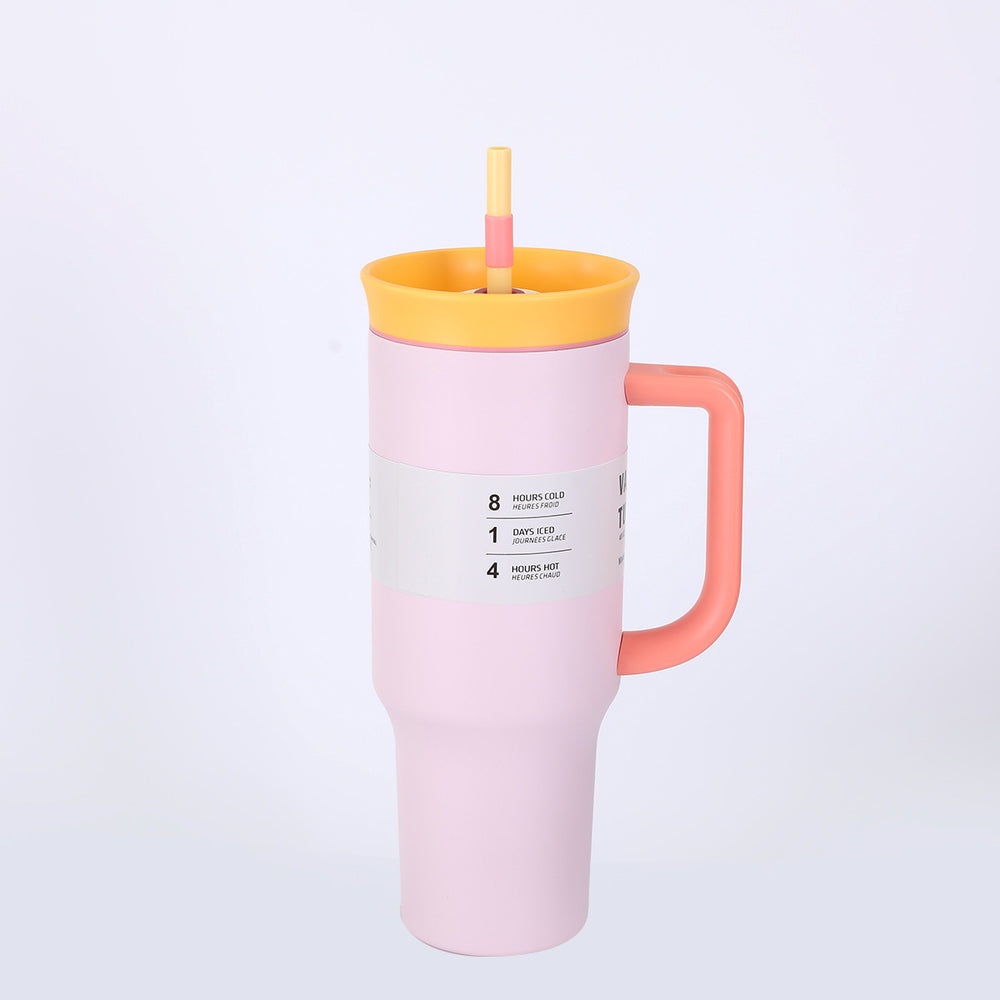 Amazon 40oz large capacity car cup 304 stainless steel vacuum insulated tumbler with straw and handle - ice tumbler