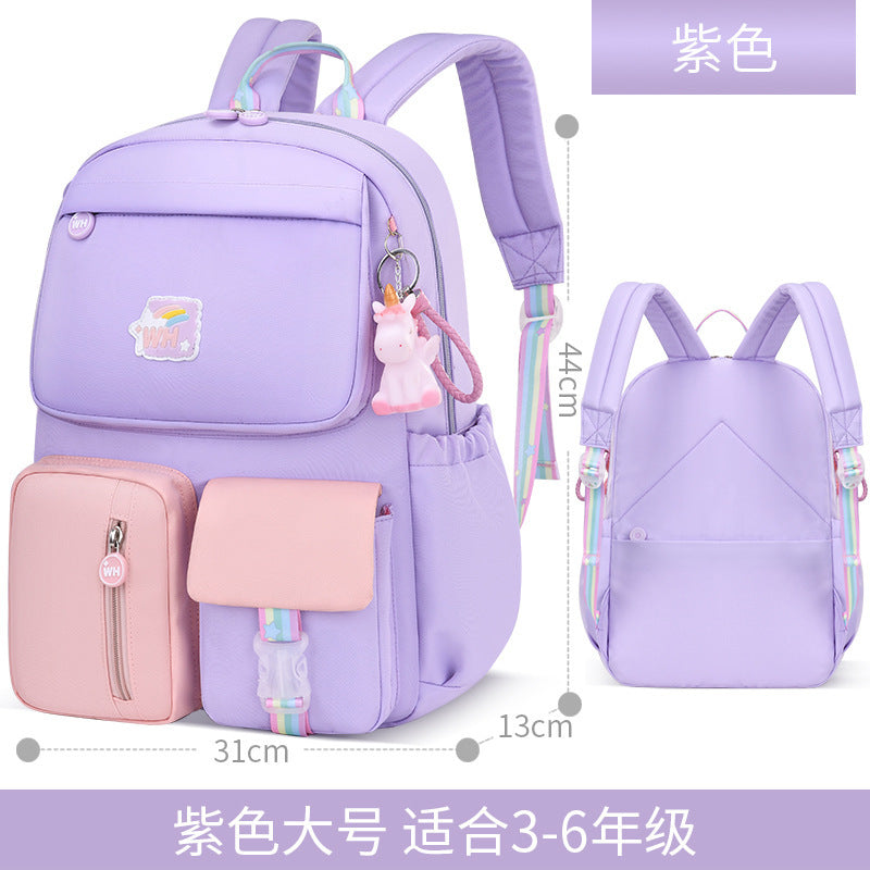 New 2023 primary school schoolbag for girls in grades 1 to 6 Cartoon children's spine care and burden reduction backpack