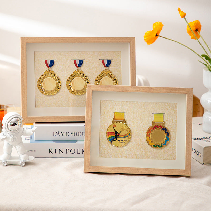 Wooden photo frame table medal storage display photo frame marathon gold medal hollow picture frame 10 inch keep medal