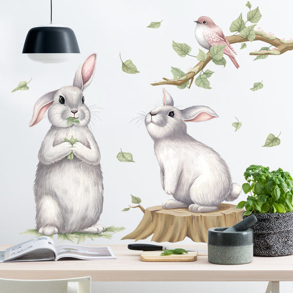 animal sticker small size rabbit bird wall sticker children's room bedroom self-adhesive wallpaper cute wall sticker