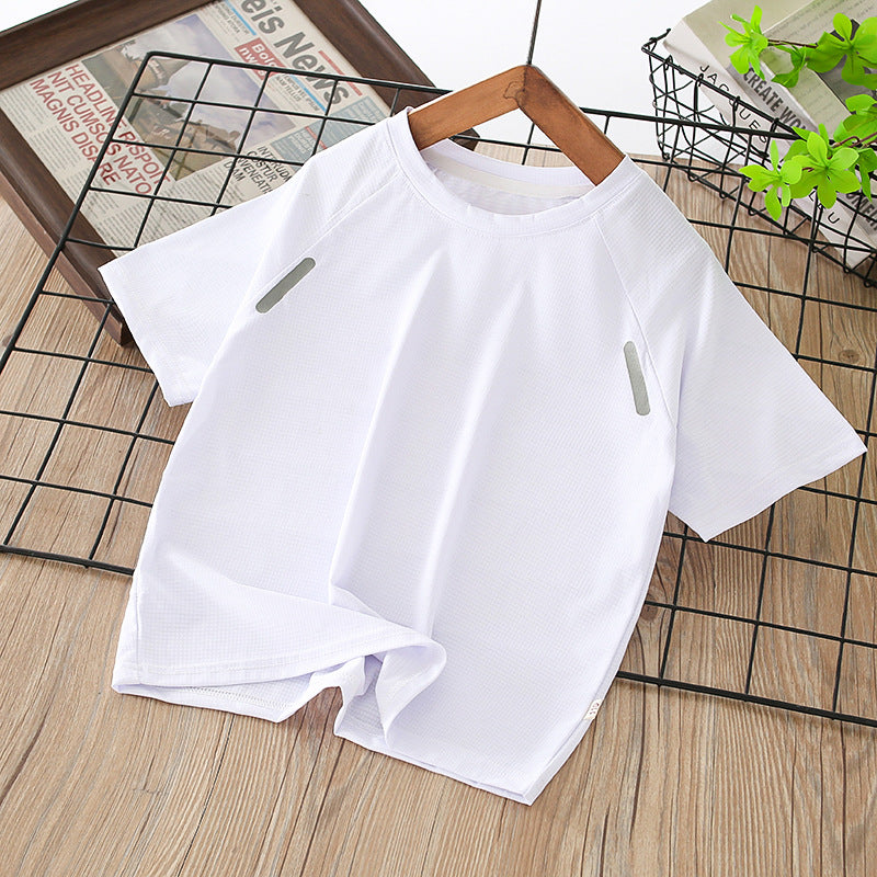 Kids ice silk quick-drying short-sleeved tsummernew arrivalchildren'spure color t cool breathable half-sleeved t-shirt tops