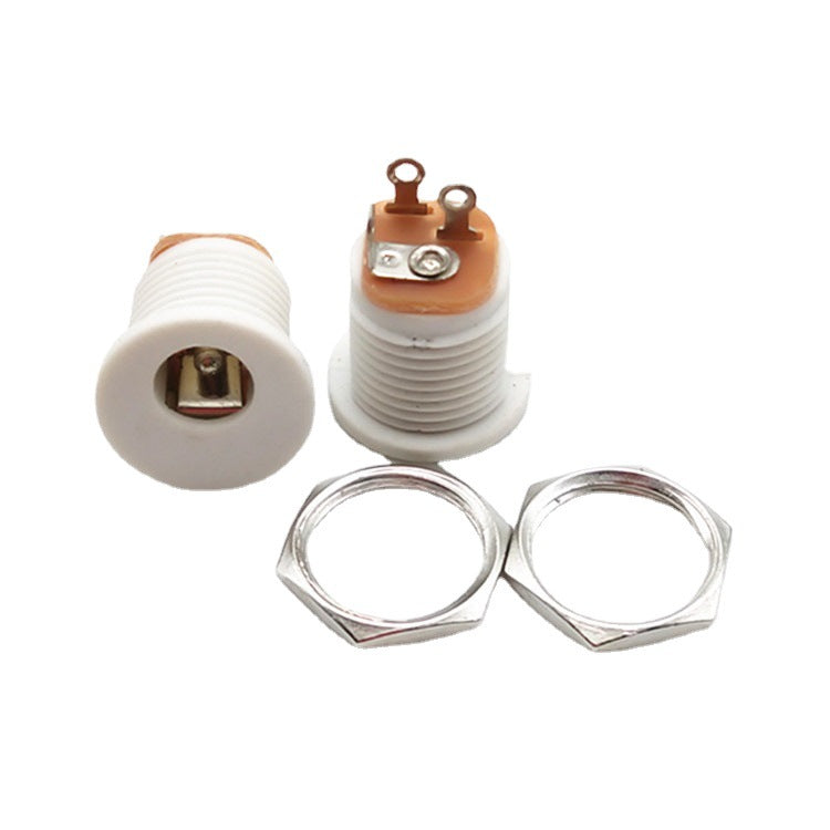 Direct supply white DC022 panel seat, power socket round 5.5 * 2.1MM tripod with nut power socket