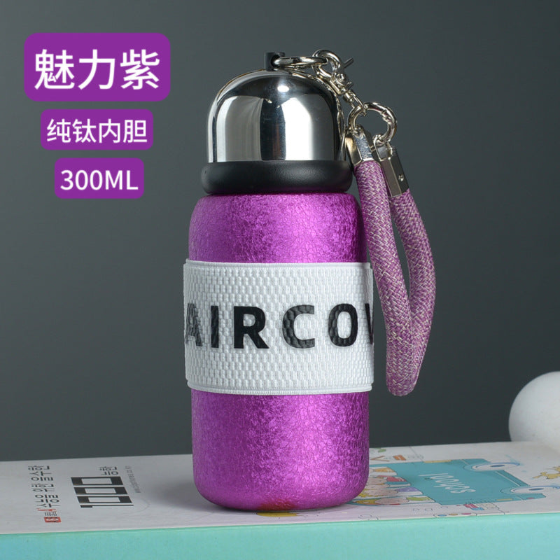 Titanium-plated thermos cup, titanium-plated high-end light luxury portable water cup, ladies' high-looking double-layer flap pocket pants cup, mini titanium gift box