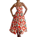 cross-border e-commerce european and american women's clothing: new summer collection - elegant vacation style, unique print, slim-fit cami dress