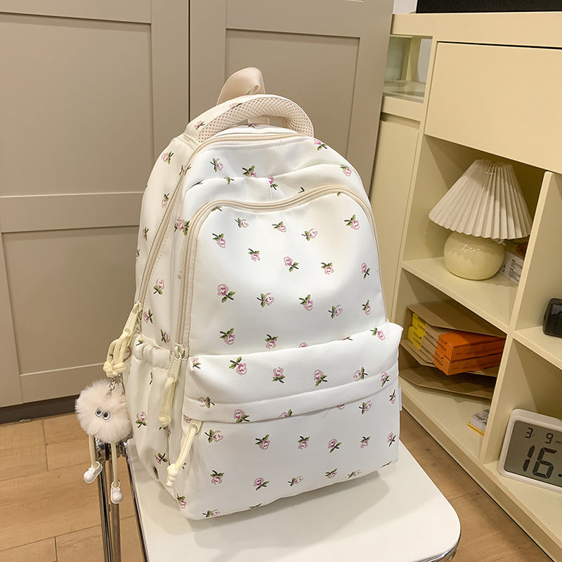 2025 new spring outing: stylish & chic solid color/floral casual student backpack - fresh & feminine everyday bag