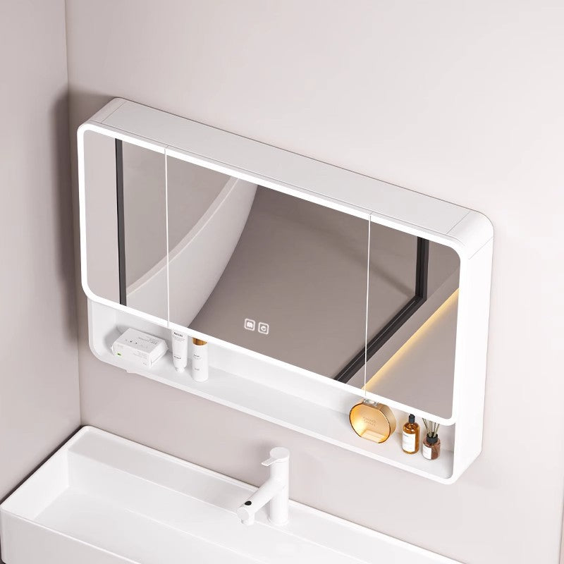 Honeycomb aluminum arc bathroom mirror cabinet lighting locker toilet wall-mounted mirror with vanity mirror smart mirror case